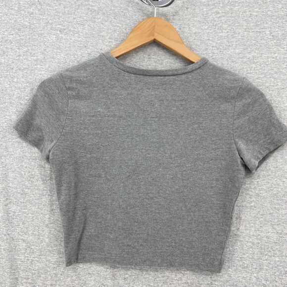 Wild Fable Blouse Womens Small Gray Cropped Short Sleeve Stretch Tee - Picture 3 of 8